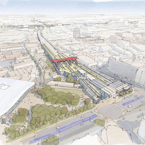 Artist impression of updated station at Moor Street Birmingham