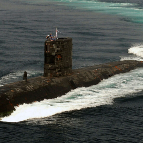 Naval submarine in water