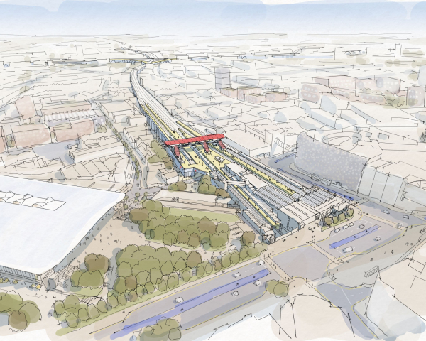 Artist impression of updated station at Moor Street Birmingham