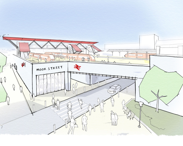 Artist impression of new Moor Street Station Northern entrance