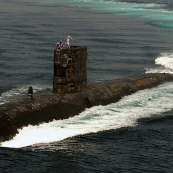 Naval submarine in water